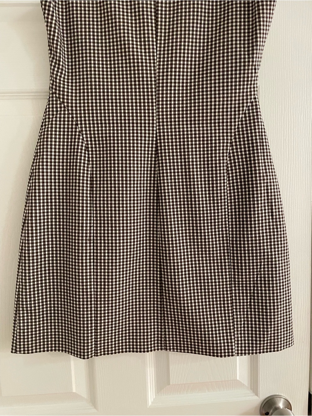Revolve Caroline Constas Brown and White Gingham Mini Dress - Picture 6 of 10